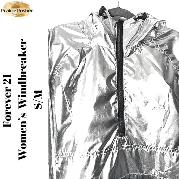 Forever 21, Windbreaker, Women’s Sm/M, Silver, NWOT, PrairieposherCA - Picture 3 of 3